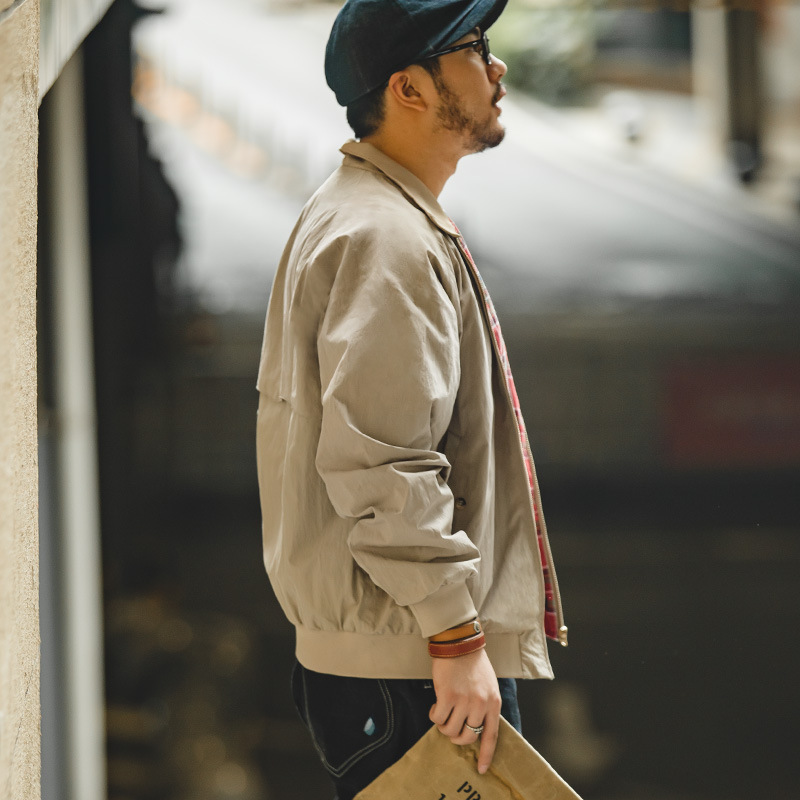 Retro Stand Collar Harrington Jacket_img_2