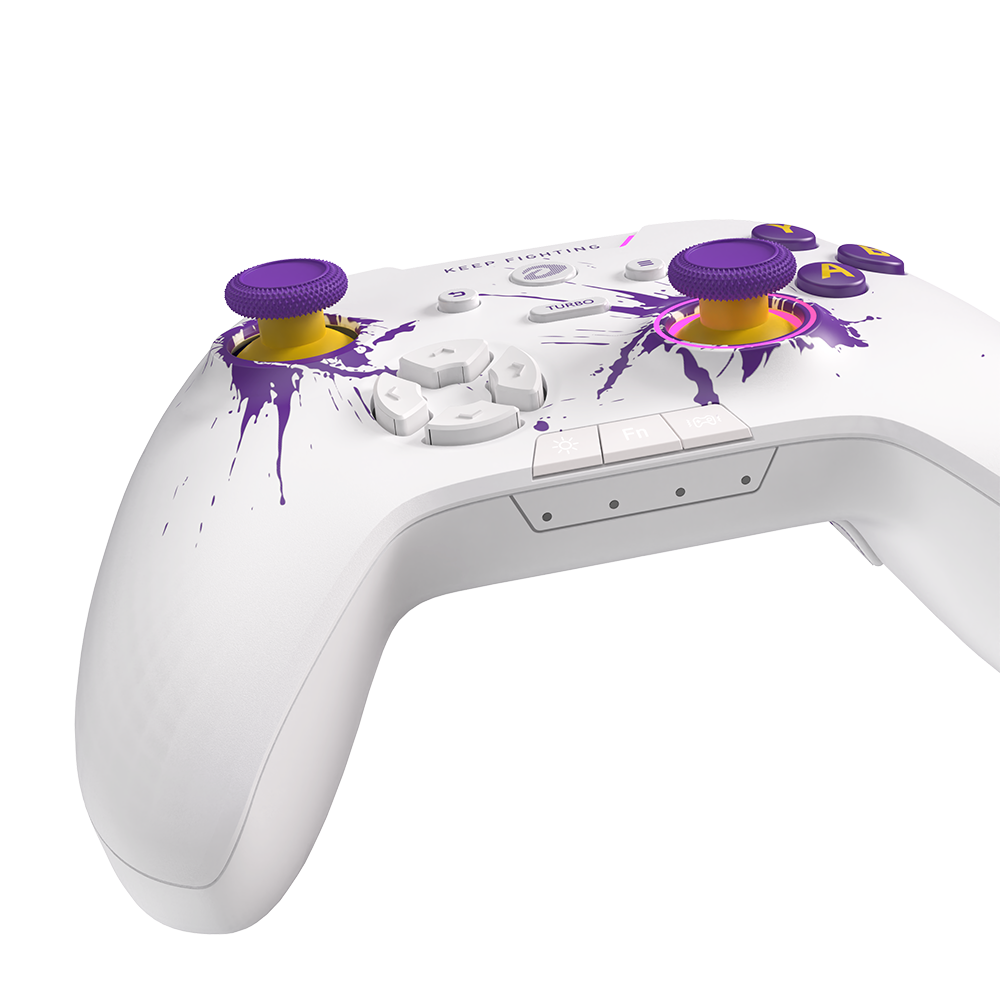 (Stock Out) DAREU H105 Tri-Mode Wireless Gamepad 360° Joystick Controller (White Purple)_img_3