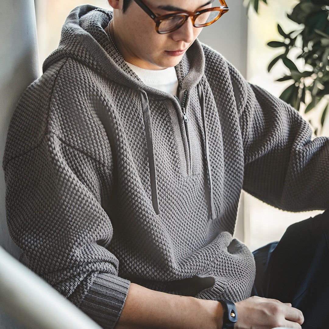 Half Zipper Pineapple Pattern Sweater_img_0