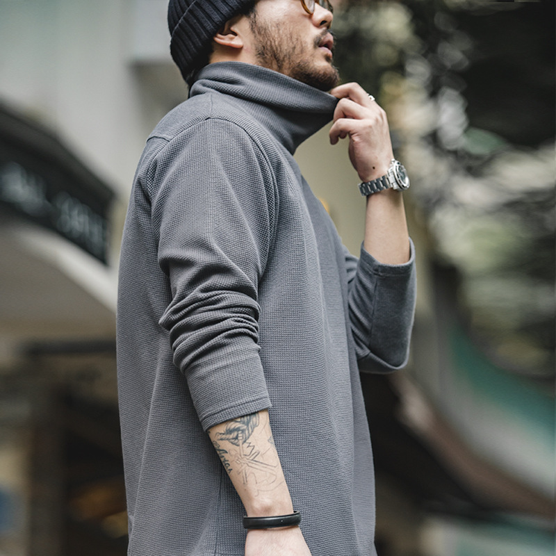 Casual Waffle High Collar Sweatshirt_img_0