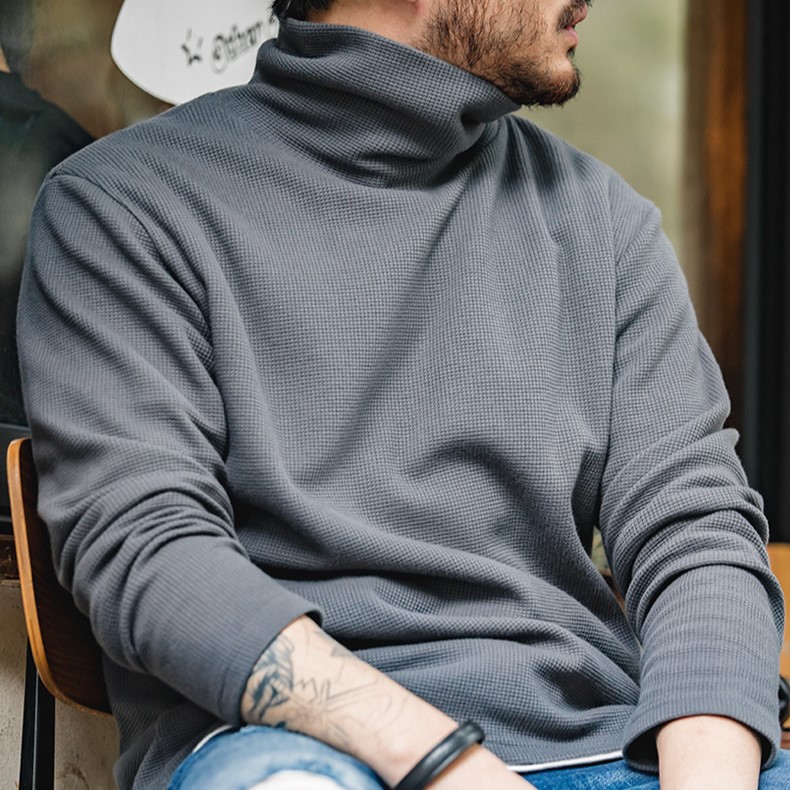 Casual Waffle High Collar Sweatshirt_img_2