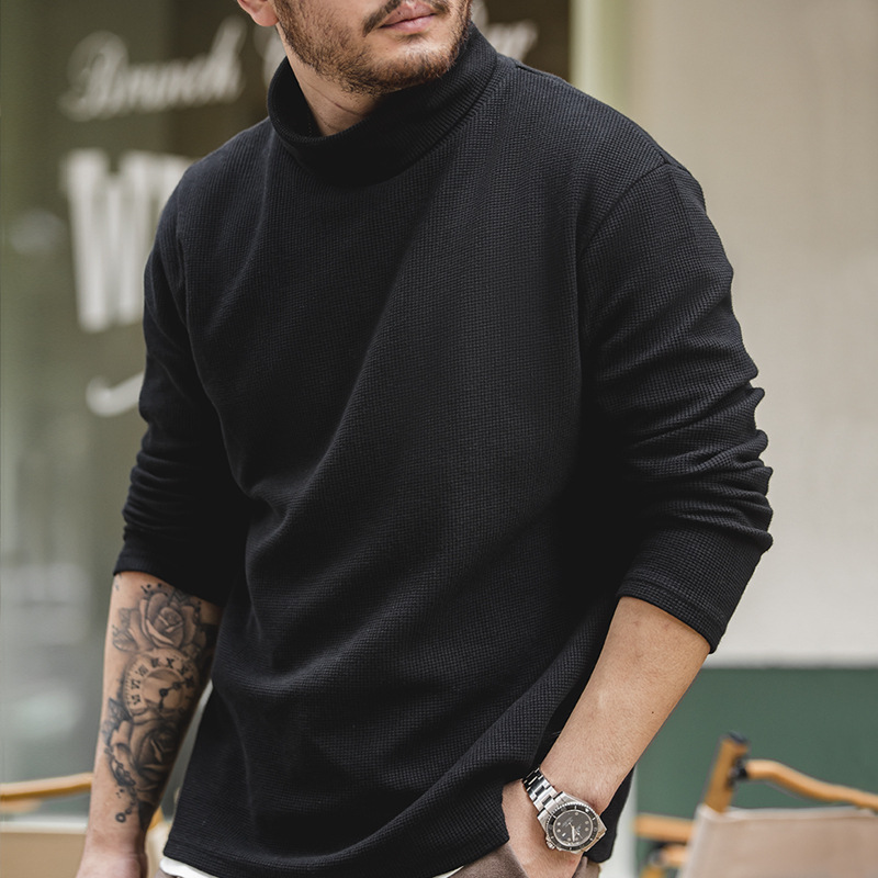 Casual Waffle High Collar Sweatshirt_img_3