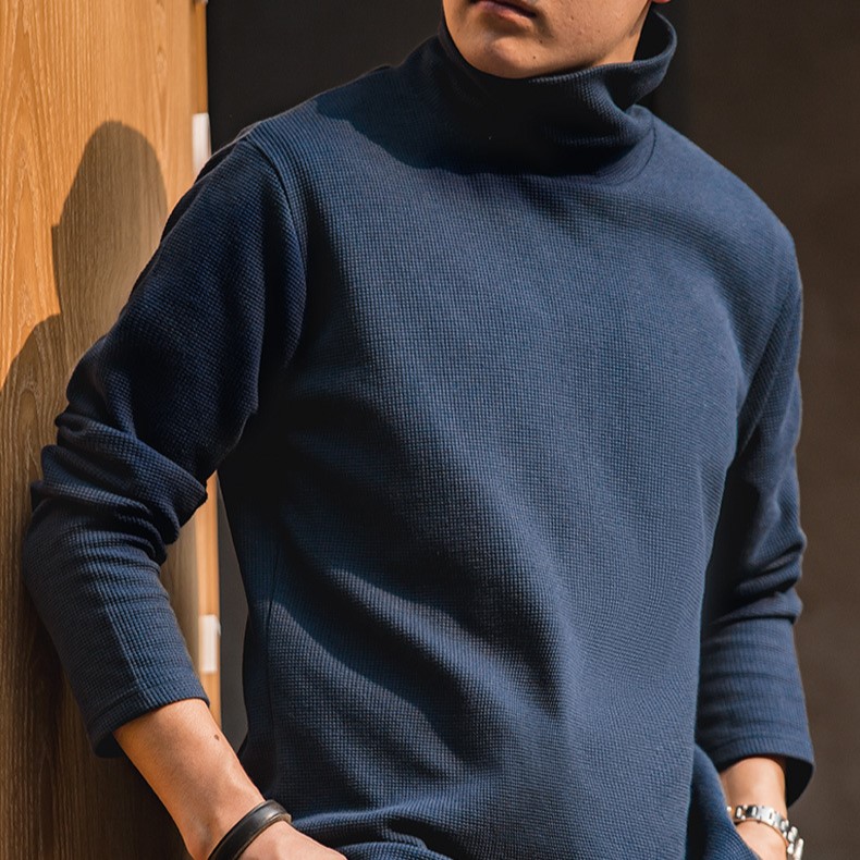 Casual Waffle High Collar Sweatshirt_img_4