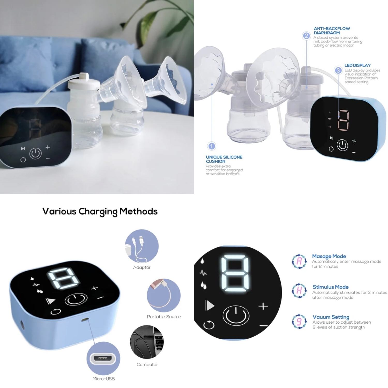 Winning Rechargeable double electric breastpump  (winning brand)