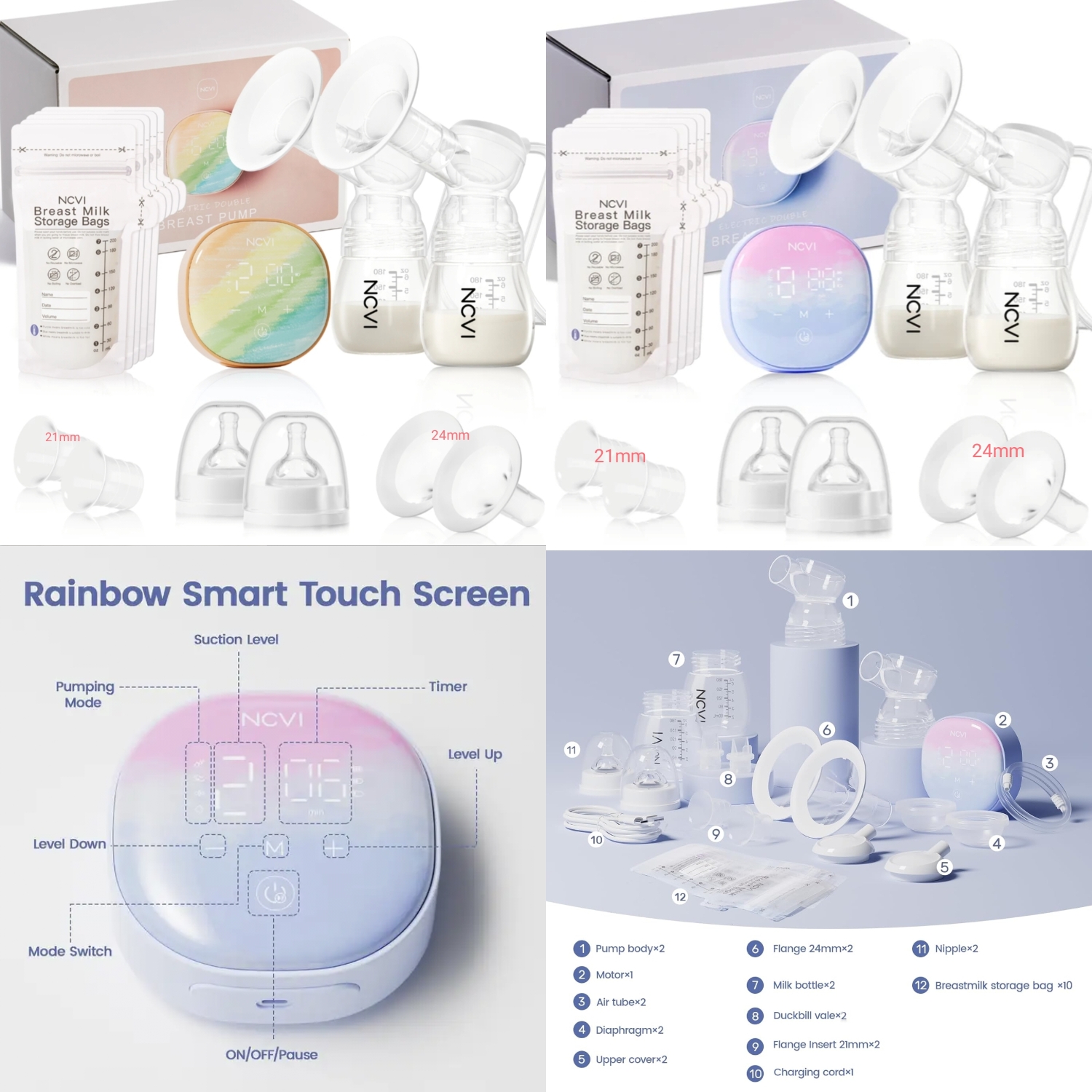Ncvi Rechargeable double electric breastpump Model-8122