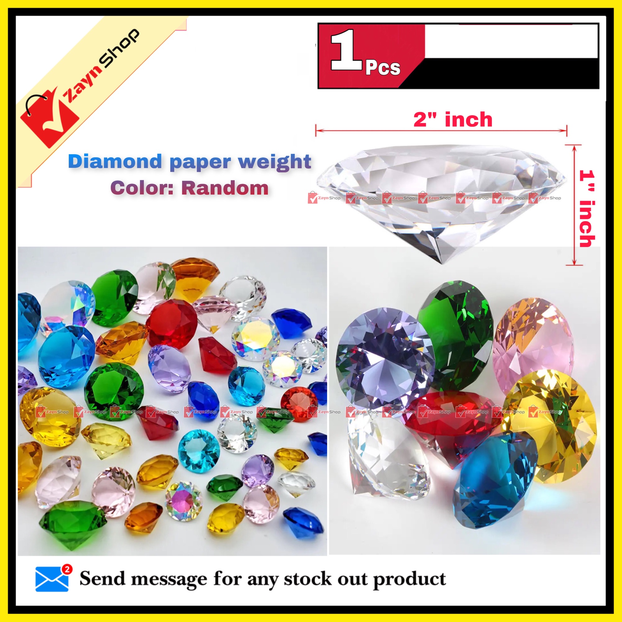 Paper weight Crystal Diamond shape 1 pcs Random color_img_1