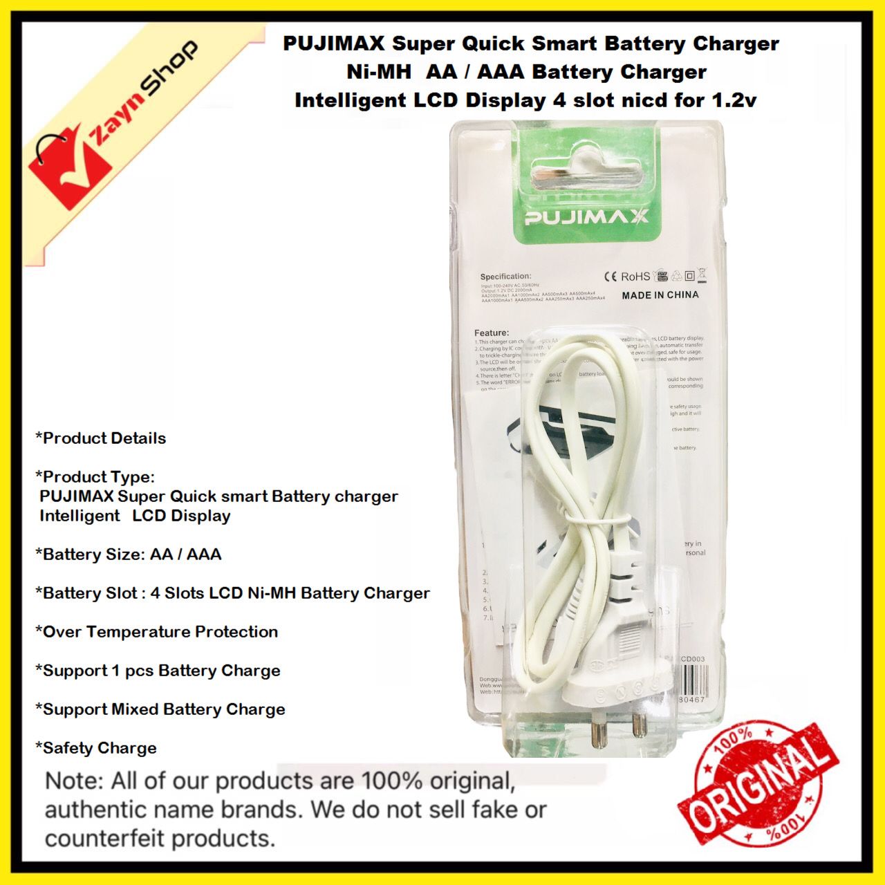 PUJIMAX Super Quick smart Battery charger Ni-MH AA / AAA battery charger Intelligent LCD Display 4 slot nicd Rechargeable Battery Charger 1.2v_img_1