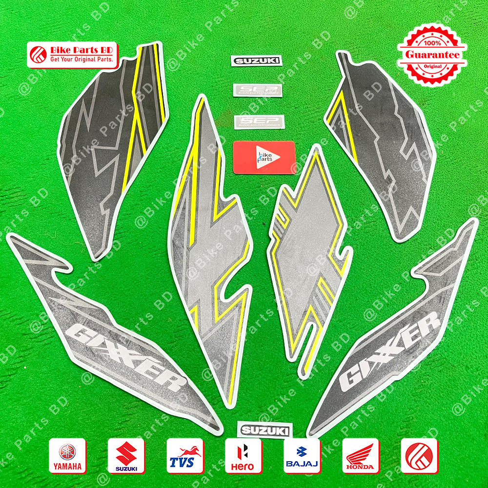 Full Set Sticker for Suzuki Gixxer (New Model, Black & Green) bike._img_1
