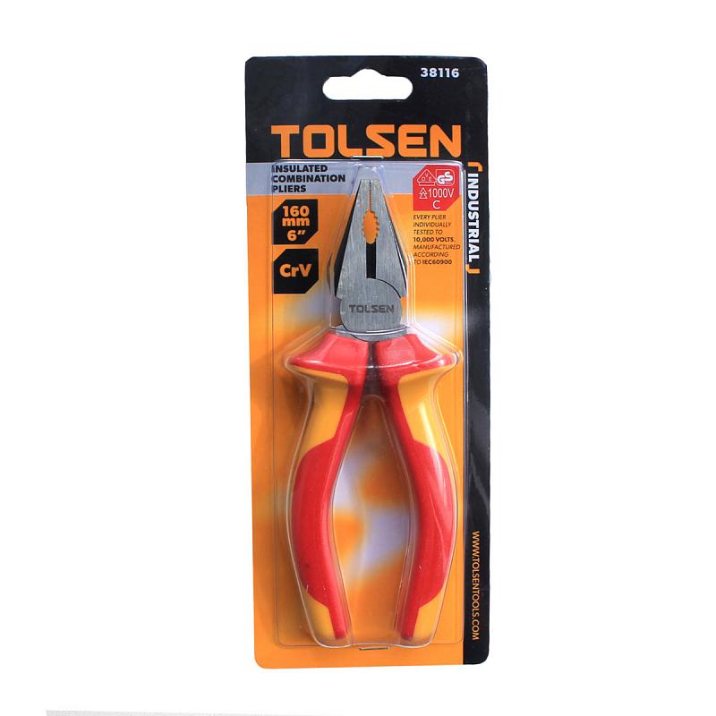 Tolsen VDE 1000V Insulated Combination Pliers 160mm (6") Model: V38116_img_1