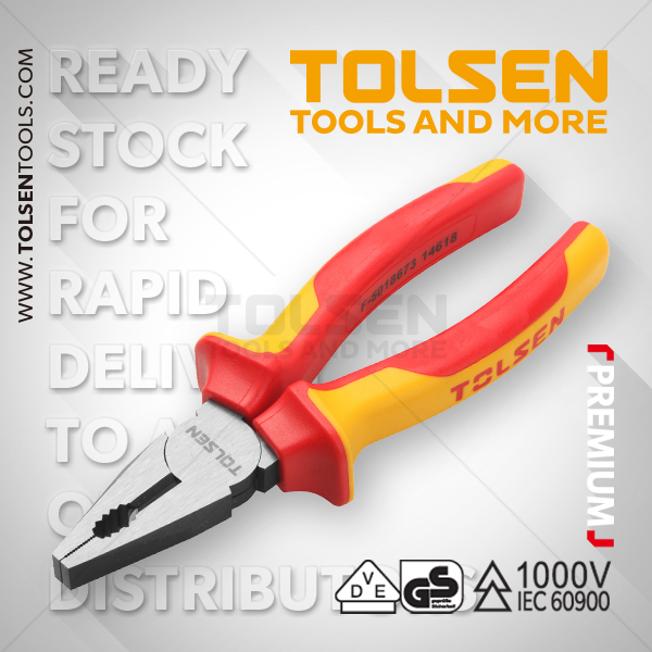 Tolsen 8" VDE 1000V Insulated Combination Pliers 200mm Model: V38118_img_4