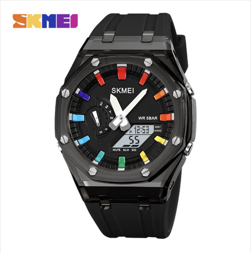 SKMEI 2100 Waterproof Countdown Stopwatch Led Light Electronic Movement Wristwatch