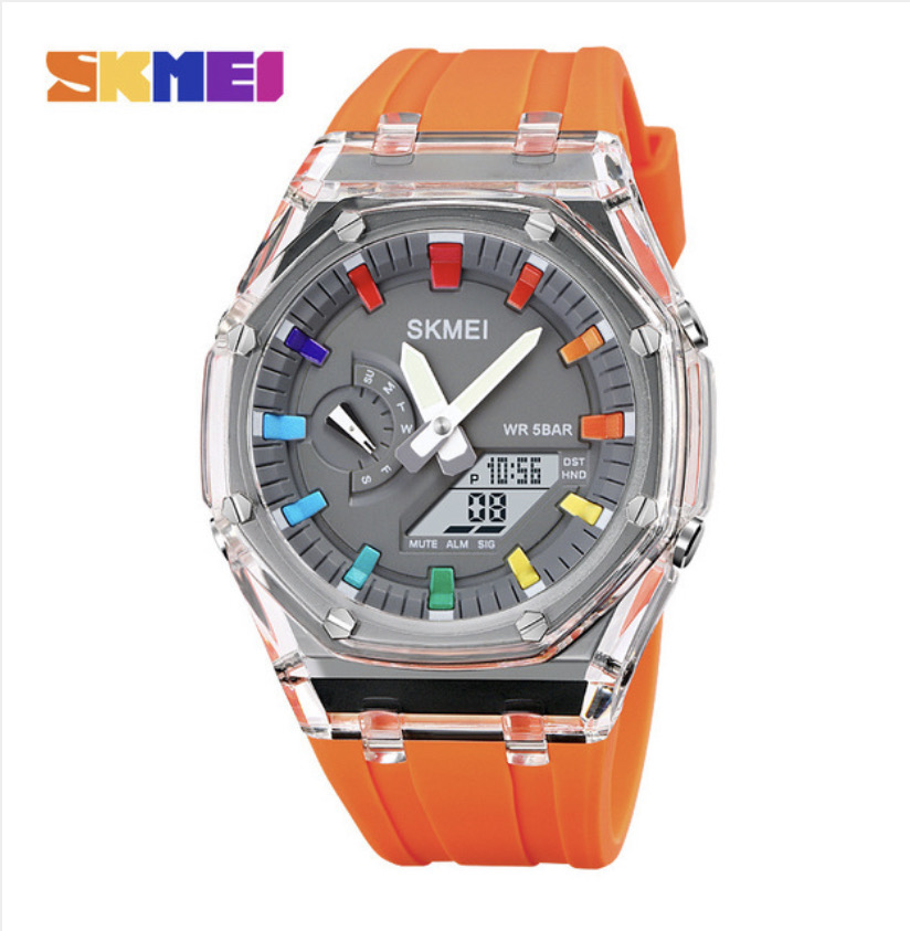 SKMEI 2100 Waterproof Countdown Stopwatch Led Light Electronic Movement Wristwatch