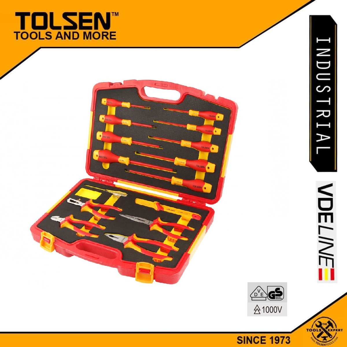 Tolsen VDE 1000V 15 pcs Insulated Hand Tools Set Model: V82115_img_1