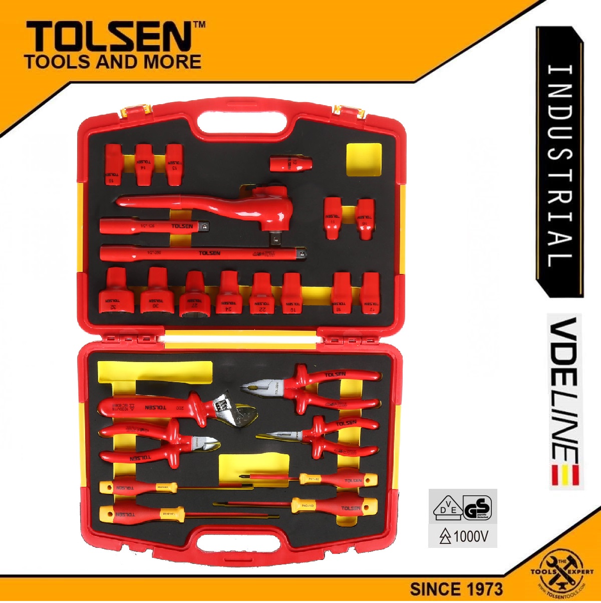 Tolsen VDE 1000V 25 pcs Insulated Hand Tools Set Model: V83825_img_1