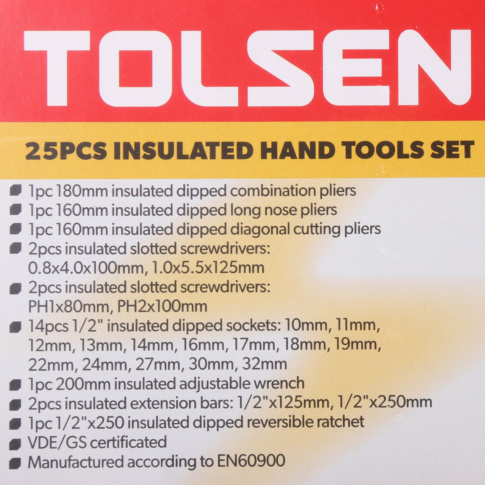 Tolsen VDE 1000V 25 pcs Insulated Hand Tools Set Model: V83825_img_3