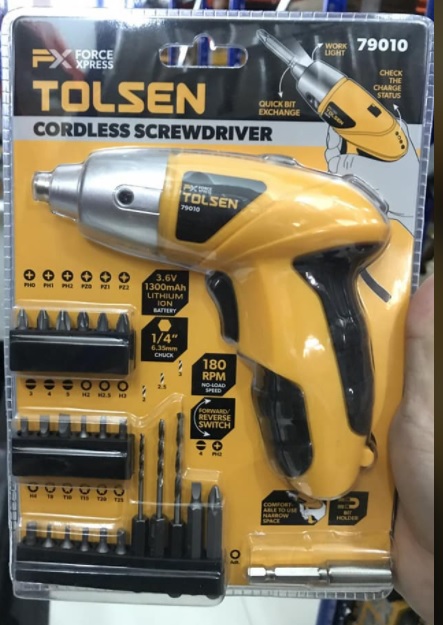 TOLSEN 79010, 3.6V Cordless Screwdriver with 24pcs Accessories 79010_img_4