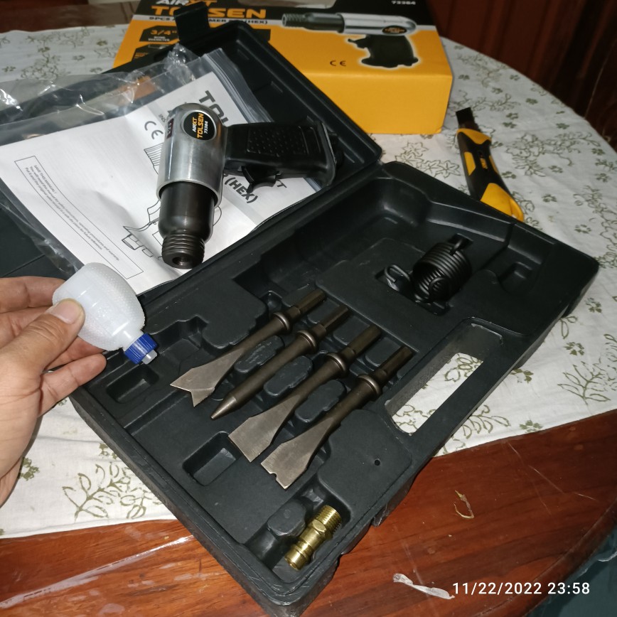 TOLSEN 73384 9pcs Air Hammer Set ( Hex ) Kit w/ Case (4500bpm) Model: 73384_img_3