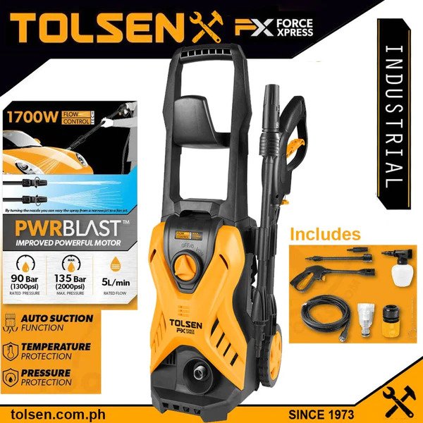 TOLSEN 79589, 1700W High Pressure Washer, 135Bar (2000psi), Car Washer, Bike Washer; Model 79589_img_2