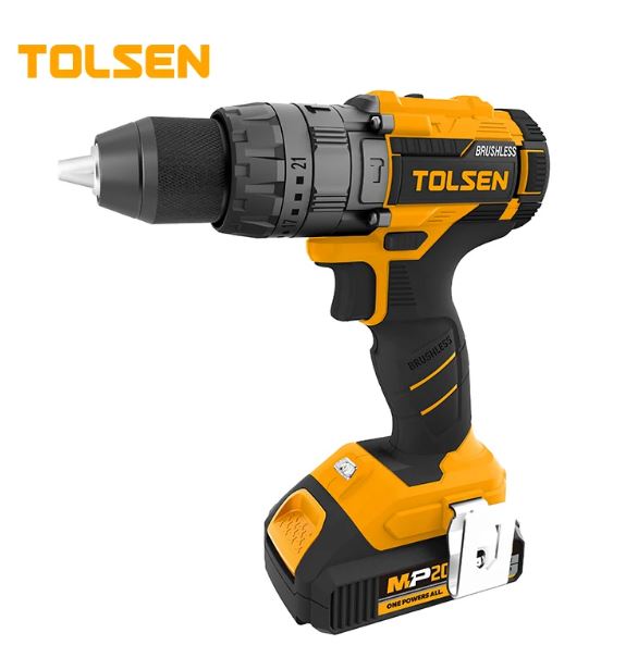 TOLSEN 87254 20V Li-ion Brushless Cordless impact Drill 13mm With 14pcs accessories & including 2 battery and Charger; Model 87254_img_3