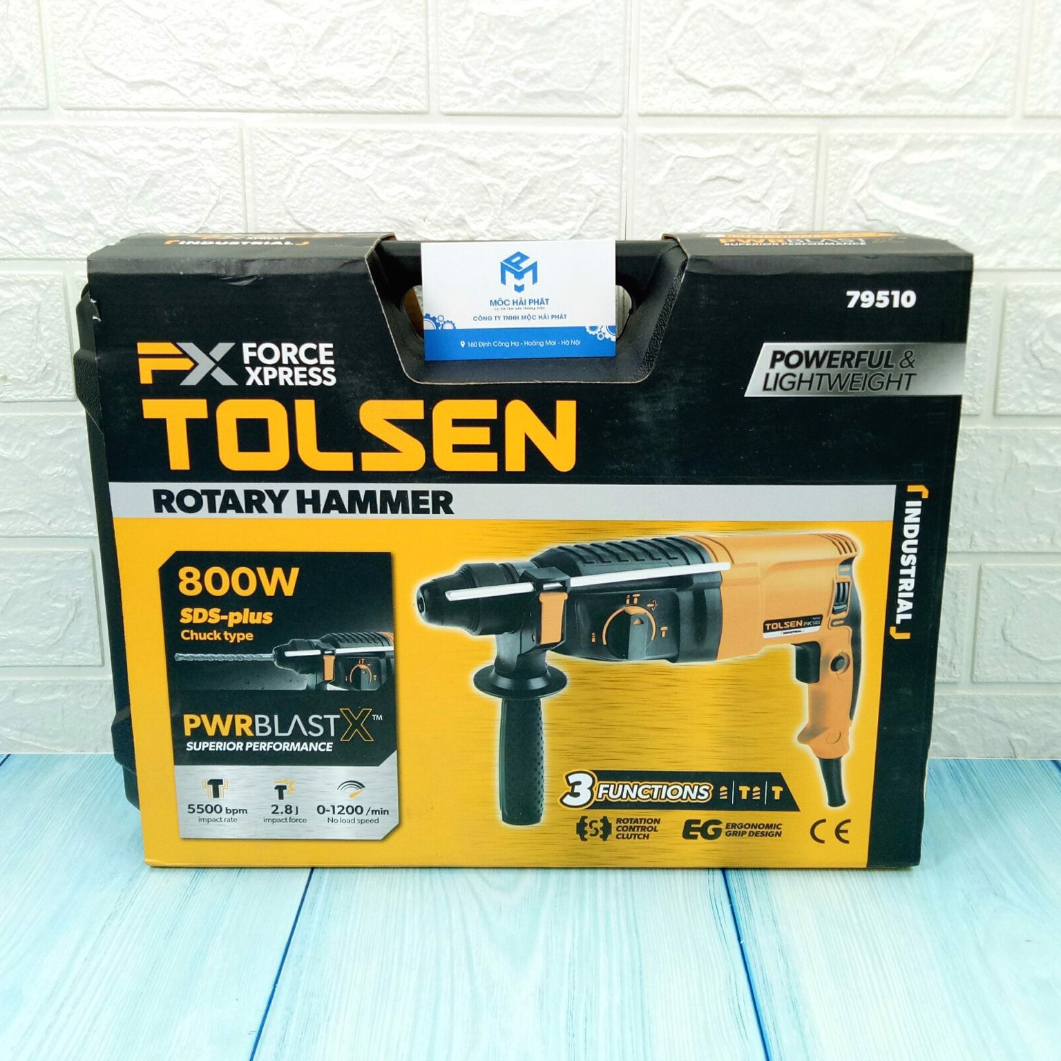 TOLSEN 79510, 800w Rotary Hammer Drill SDS-plus 40mm with /Free 5 sds + Bit and Hard case 2.8J Model: 79510_img_5