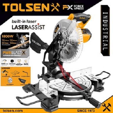 TOLSEN 79530, Mitre Saw 1800w with Laser Assist Free 5pcs Accessories for Woodworking Model: 79530_img_1