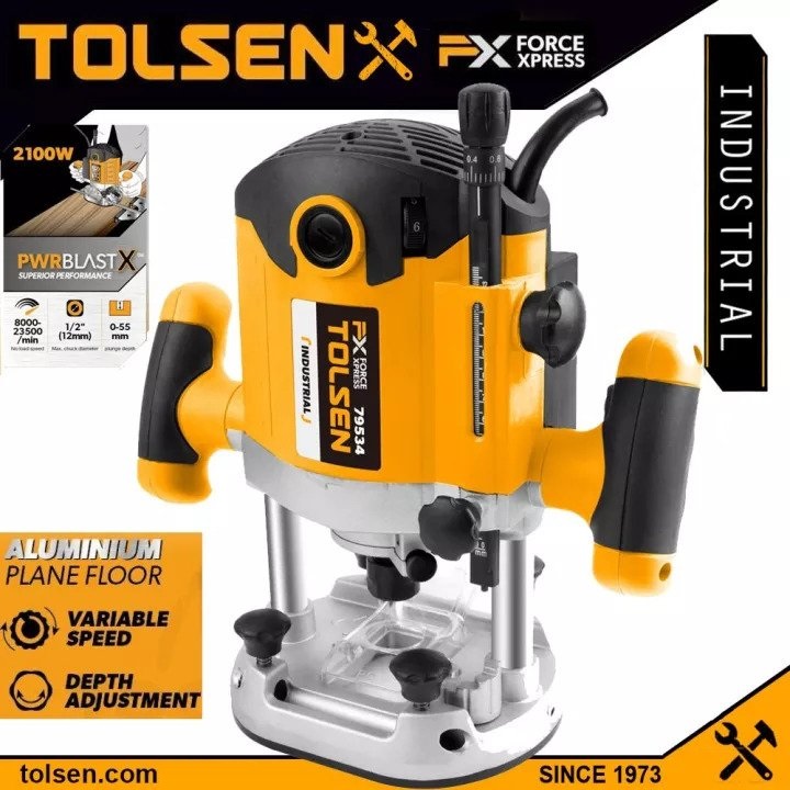 TOLSEN 79534, 2100W Electric Router, Plunge depth: 0-55mm, Variable Speed,    Model: 79534_img_2