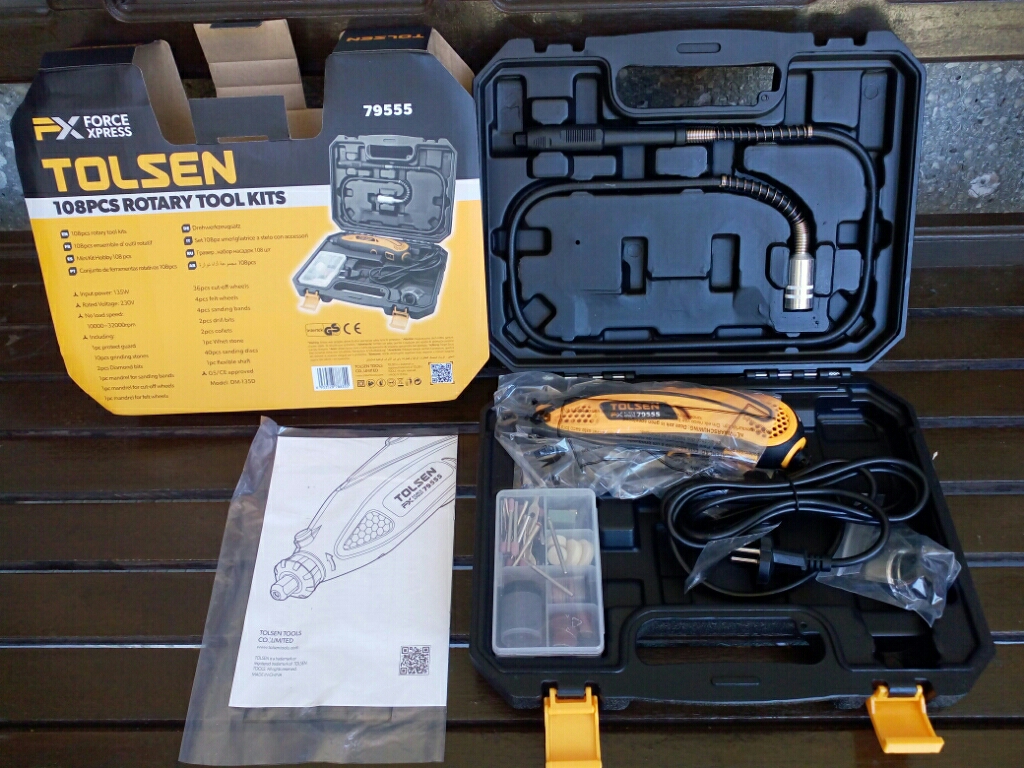 TOLSEN 79555, 108Pcs Rotary Tool Set w/ Hard Case 130W Die Grinder Model: 79555_img_3