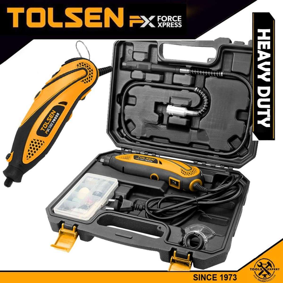TOLSEN 79555, 108Pcs Rotary Tool Set w/ Hard Case 130W Die Grinder Model: 79555_img_4