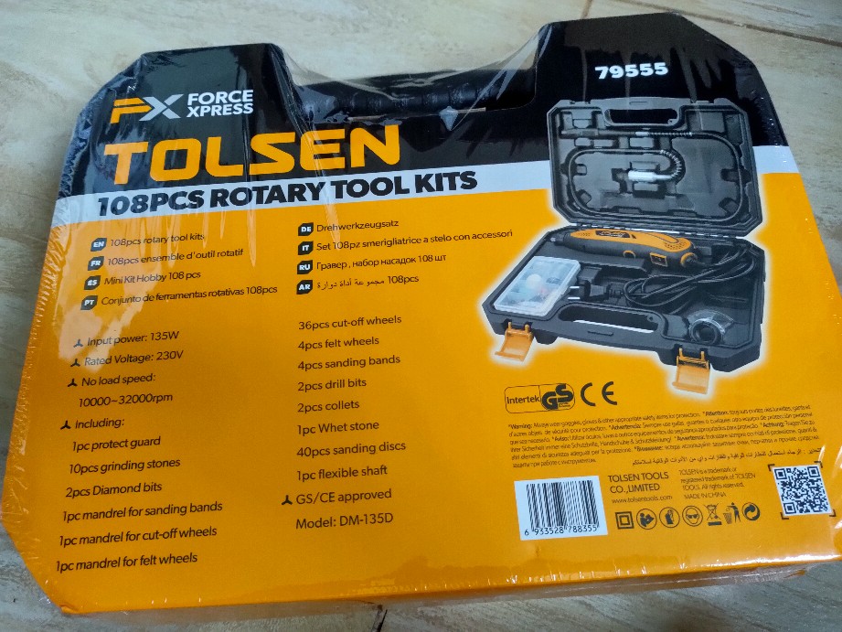 TOLSEN 79555, 108Pcs Rotary Tool Set w/ Hard Case 130W Die Grinder Model: 79555_img_9
