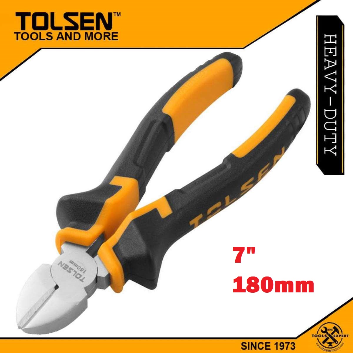 Tolsen 7" Diagonal Cutting Pliers, 180mm TPR Handle Model: 10004