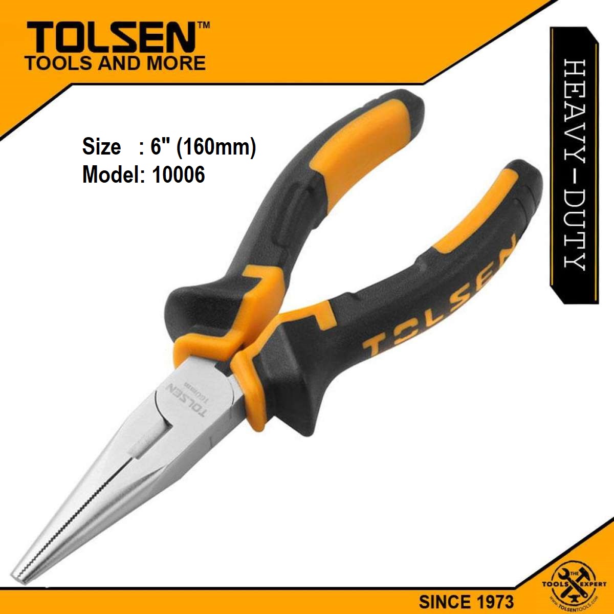 TOLSEN 10006 Long Nose Pliers 6" (160mm), Nickel Plated, TPR Handle; Model: 10006_img_6