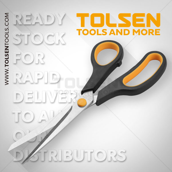 TOLSEN 30044 Household Scissors, 8" (200mm), Stainless Steel Blade, Soft Grip Handle | Model: 30044_img_2
