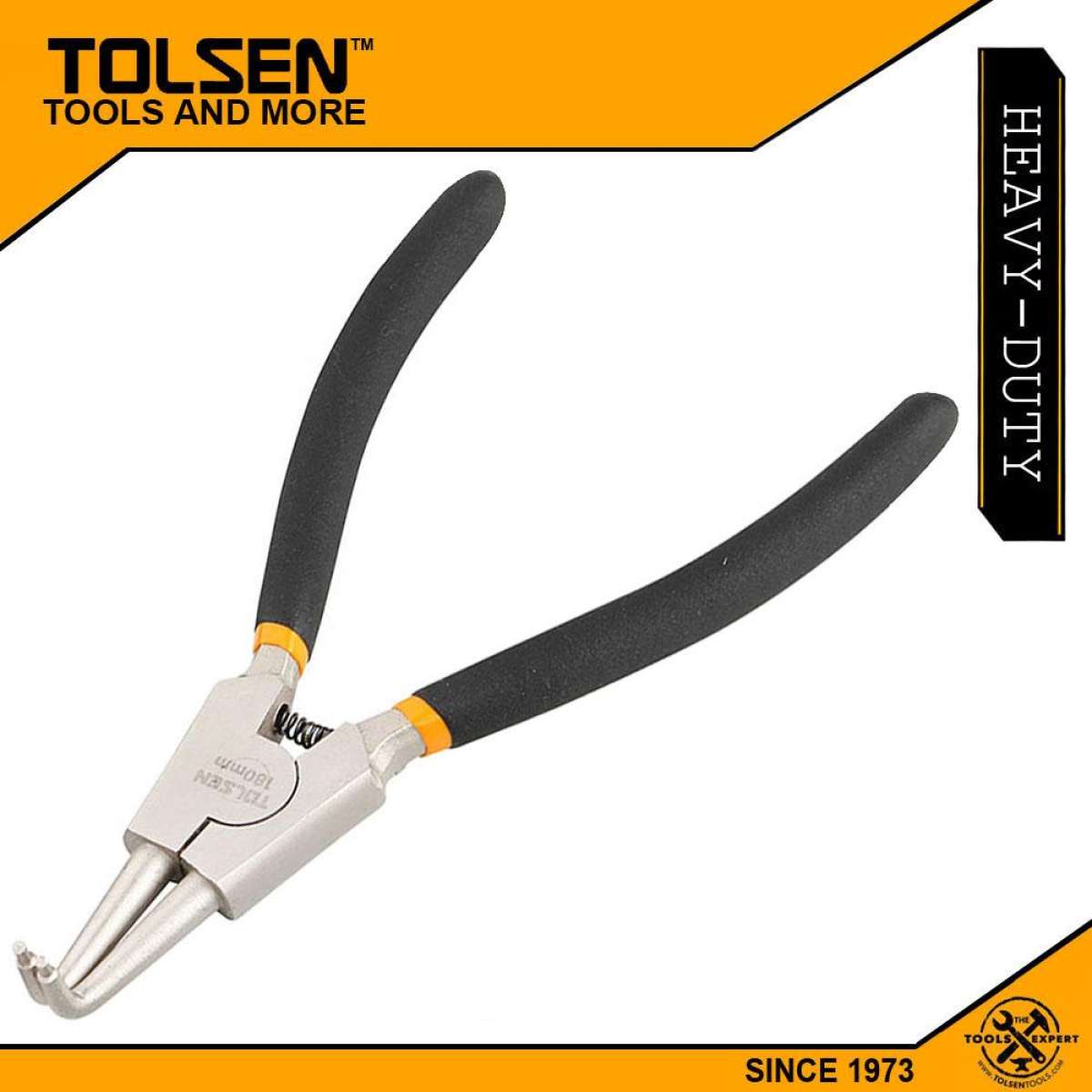 TOLSEN 7" External Circlip Pliers Bent (180mm) Dipped Handle 10092_img_1