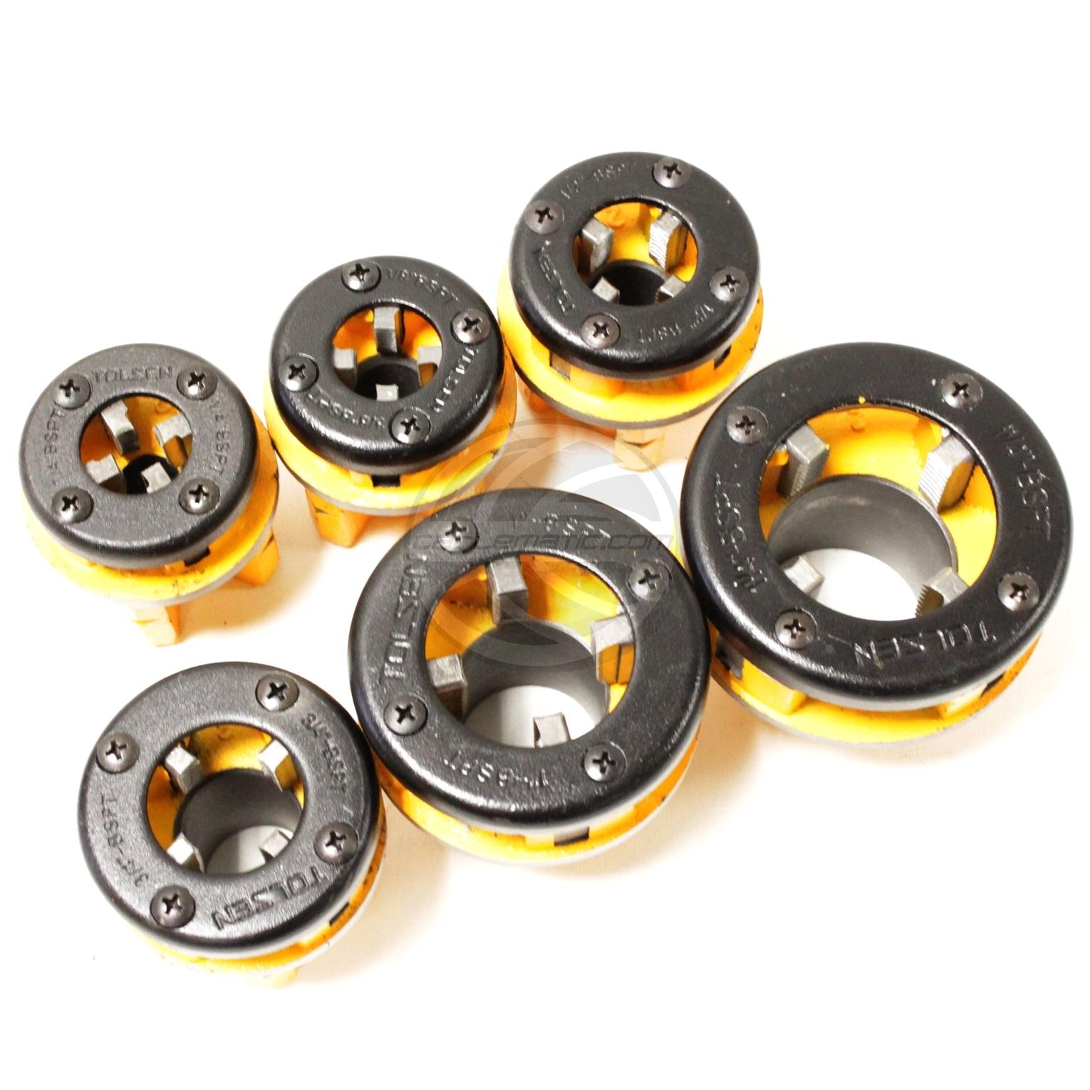 TOLSEN 9Pcs Metal Pipe Threader Set w/ 2 Extension Bars (1/4", 3/8", 1/2", 3/4", 1", 1-1/4") Model: 33011_img_3