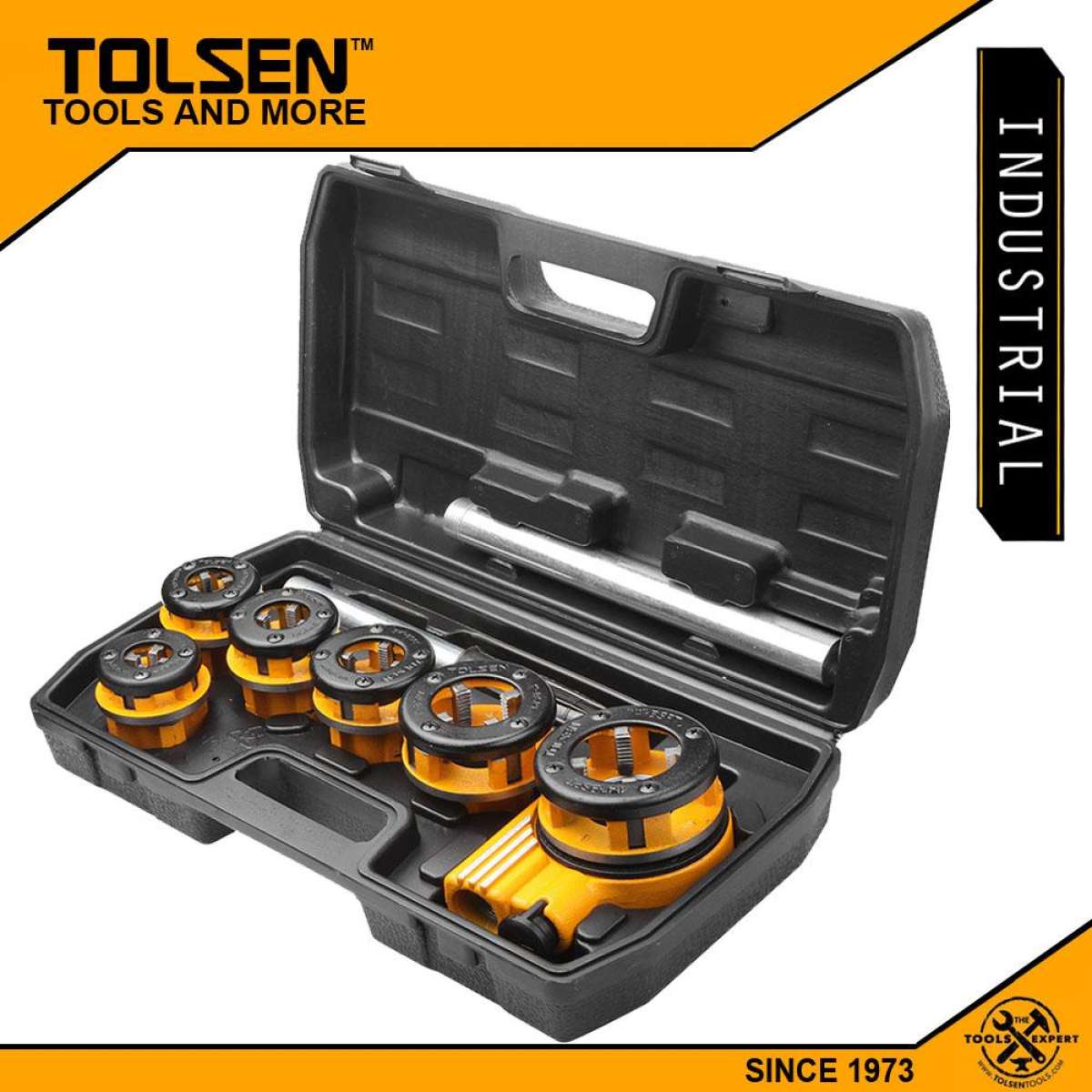 TOLSEN 9Pcs Metal Pipe Threader Set w/ 2 Extension Bars (1/4", 3/8", 1/2", 3/4", 1", 1-1/4") Model: 33011_img_5