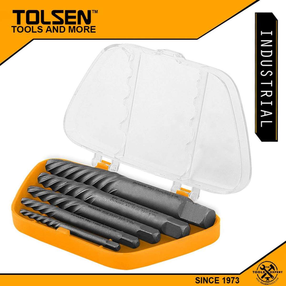 Tolsen 5Pcs Screw Extractor Set (Size: 1# , 2#, 3#, 4#, 5#) Model: 33505_img_1