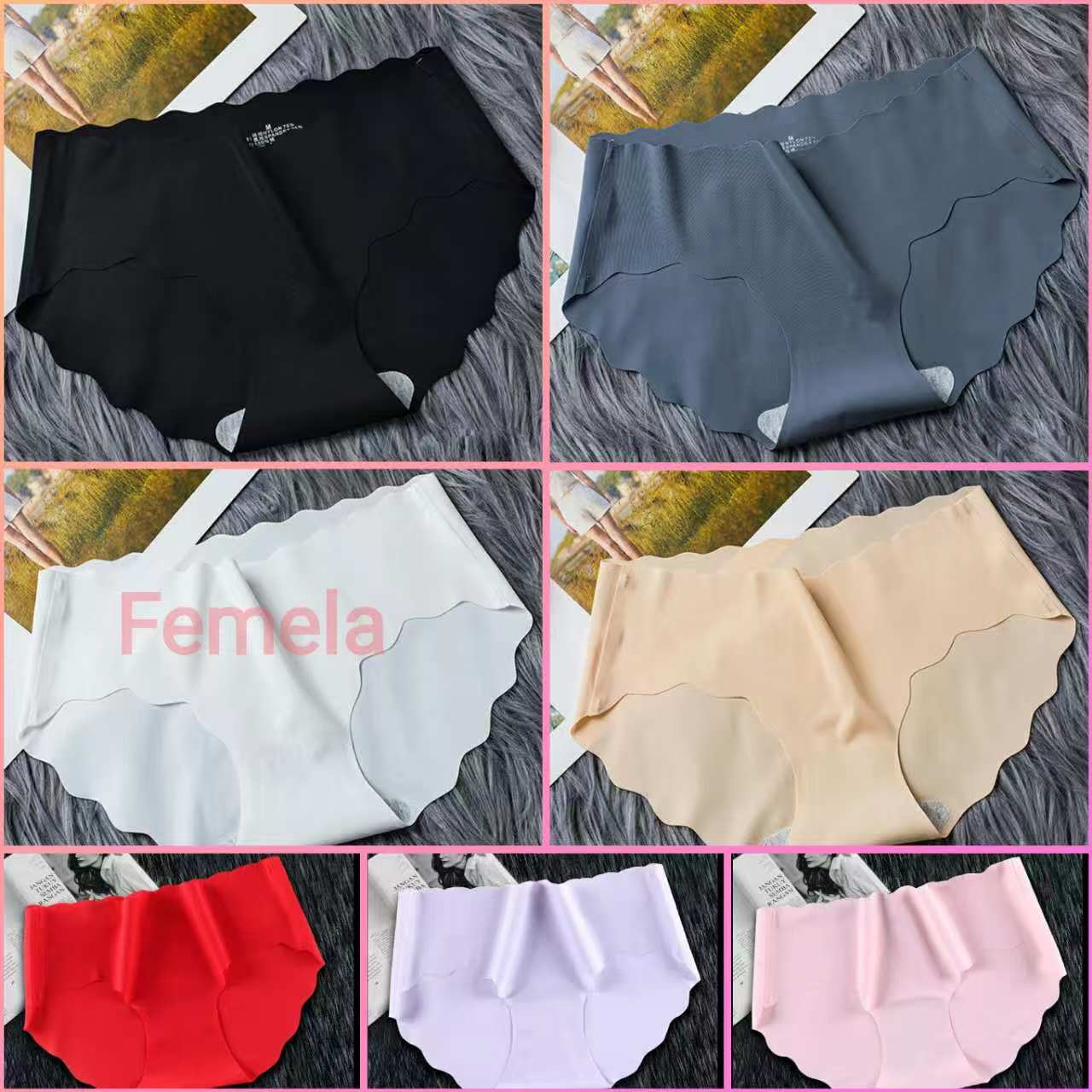 Women Ice Silk Traceless ultra-thin Wave Girls Comfortable Breathable Solid Color mid Waist Triangle Underwear  Breathable Briefs Cozy Lingerie Soft Comfortable Underpants_img_14