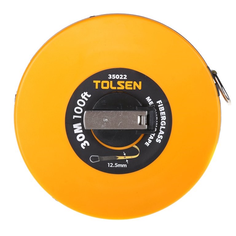 Tolsen 30M 100FT Fiberglass Measuring Tape with Metal Ring ABS Case Model: 35022_img_1