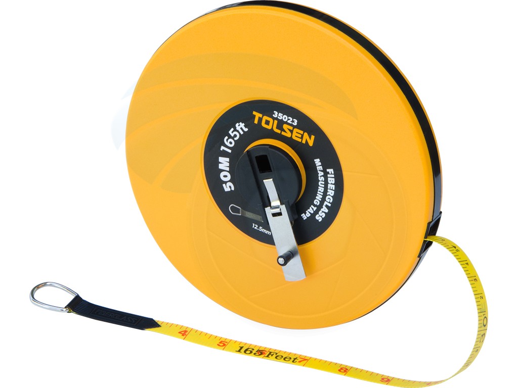 Tolsen 50M 165FT Fiberglass Measuring Tape with Metal Ring ABS Case Model: 35023