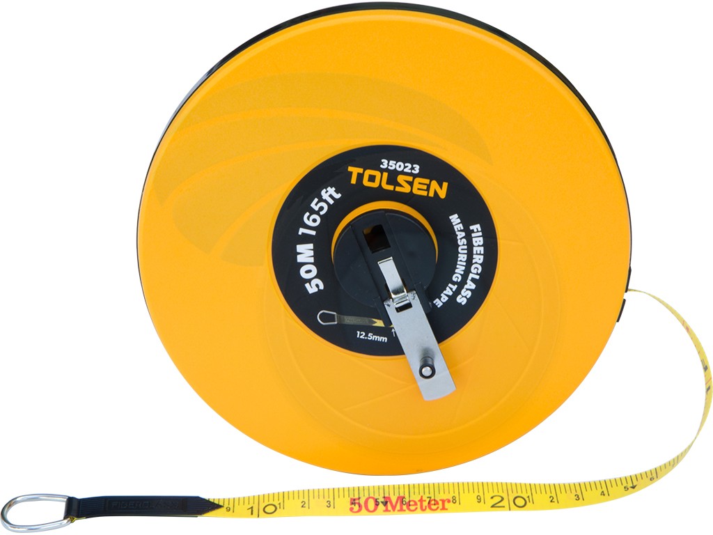 Tolsen 50M 165FT Fiberglass Measuring Tape with Metal Ring ABS Case Model: 35023_img_1