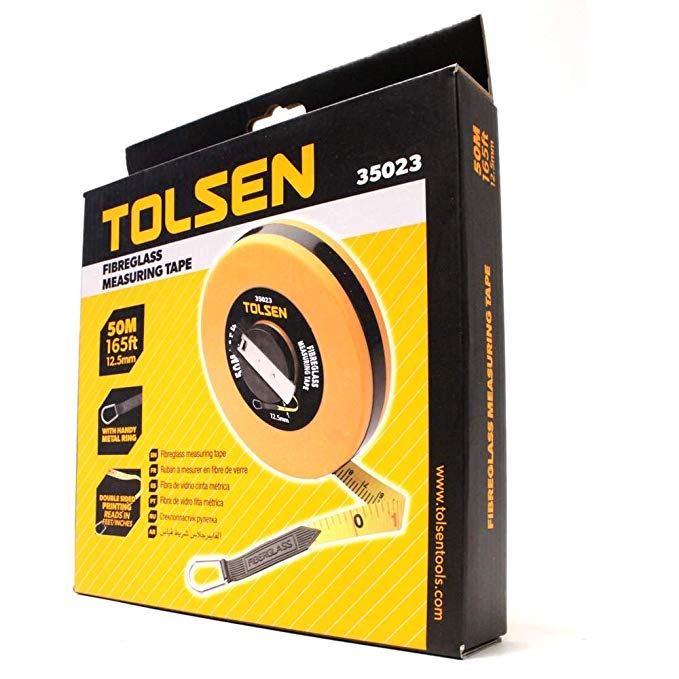 Tolsen 50M 165FT Fiberglass Measuring Tape with Metal Ring ABS Case Model: 35023_img_3