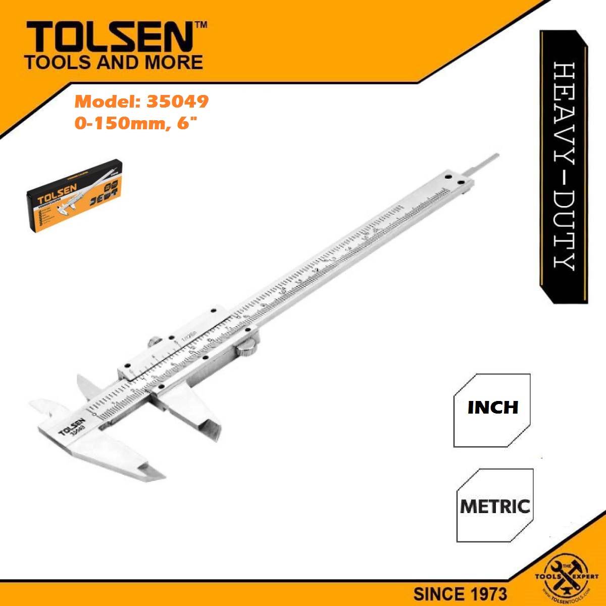 TOLSEN 6" Vernier Caliper (Metric and Inch) 0-150mm Model: 35049_img_1