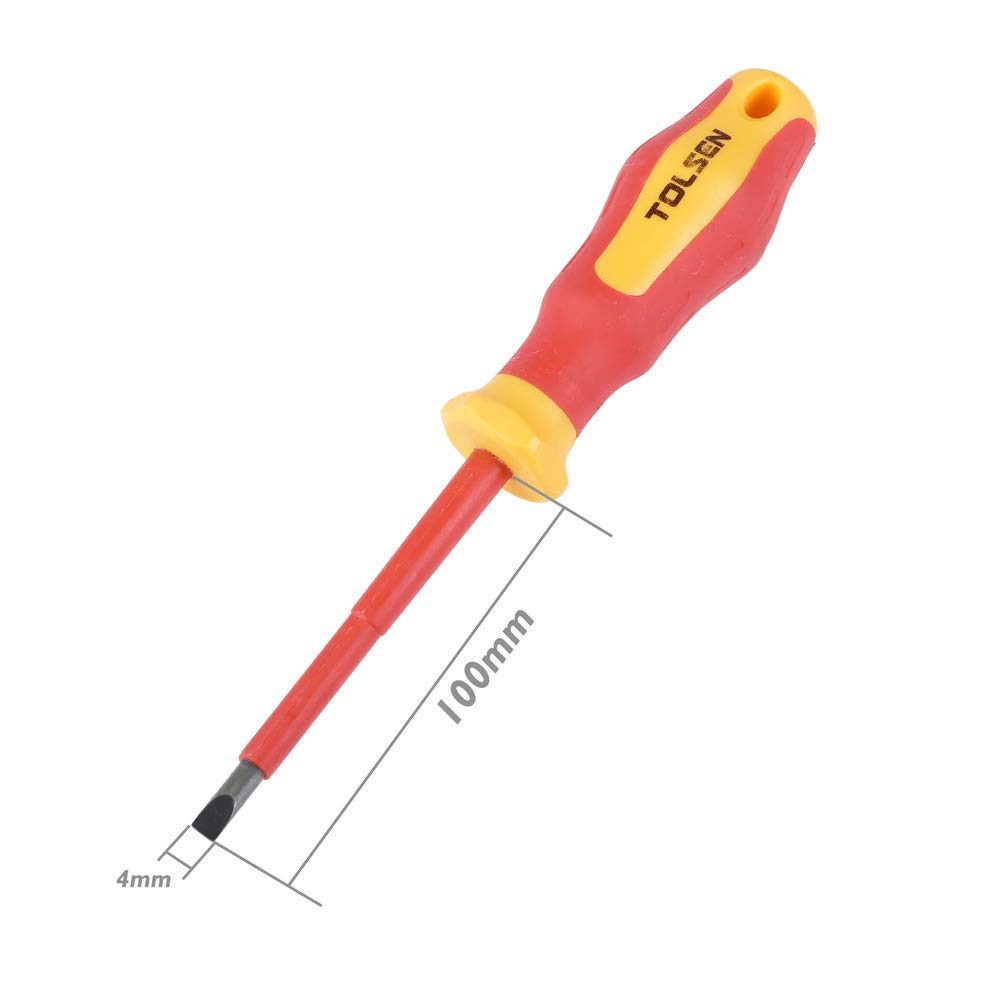 Tolsen VDE Flat Screwdriver (4.0x100mm) 1000V,  Model: 38001_img_2