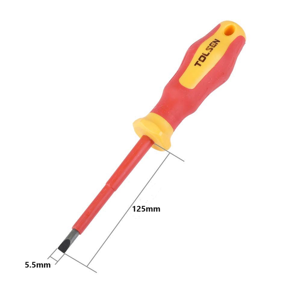 Tolsen VDE Flat Screwdriver CrV 1000V VDE Certification (5.5x125mm) Model: 38002