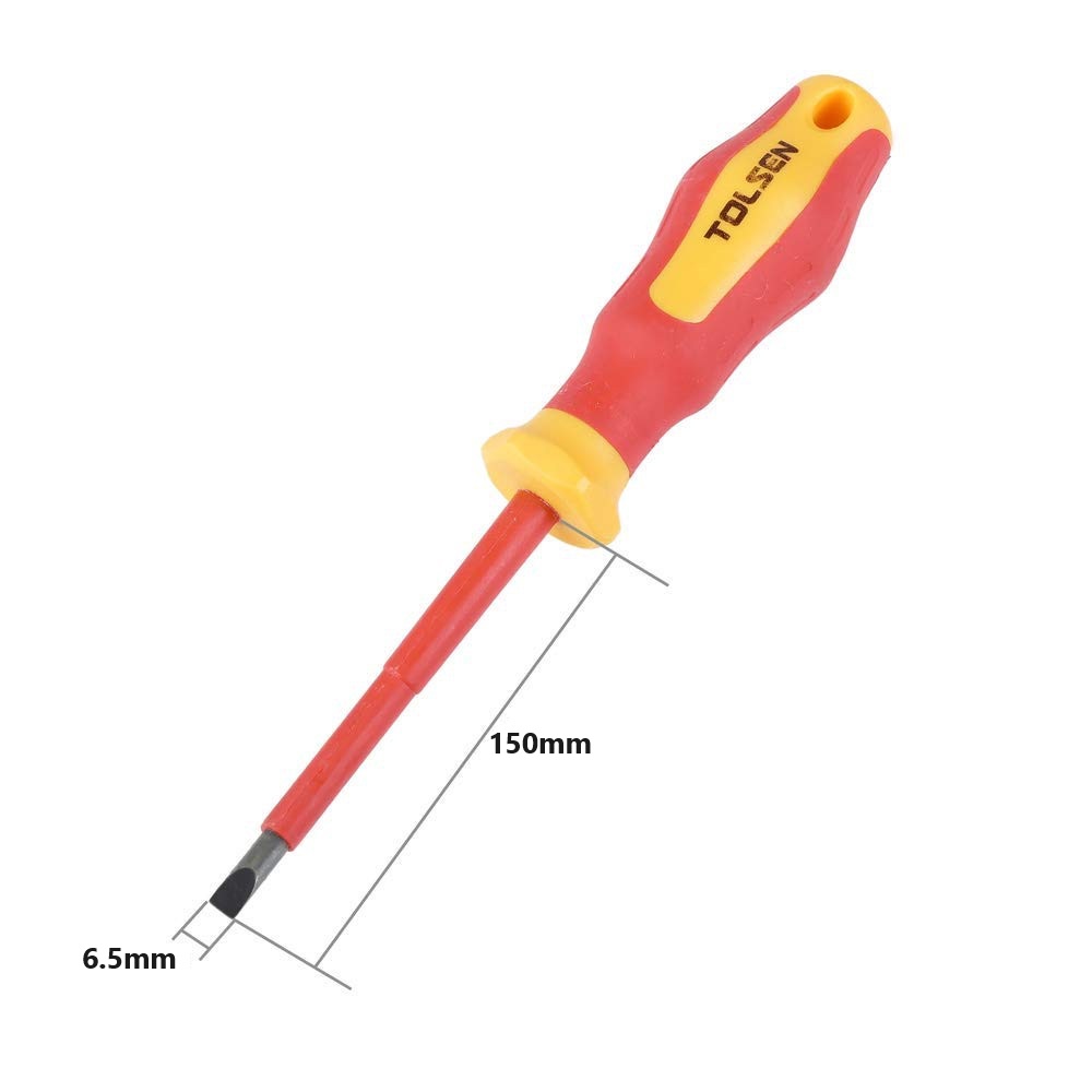 Tolsen VDE Flat Screwdriver (6.5mm x 150 mm) Model: 38003
