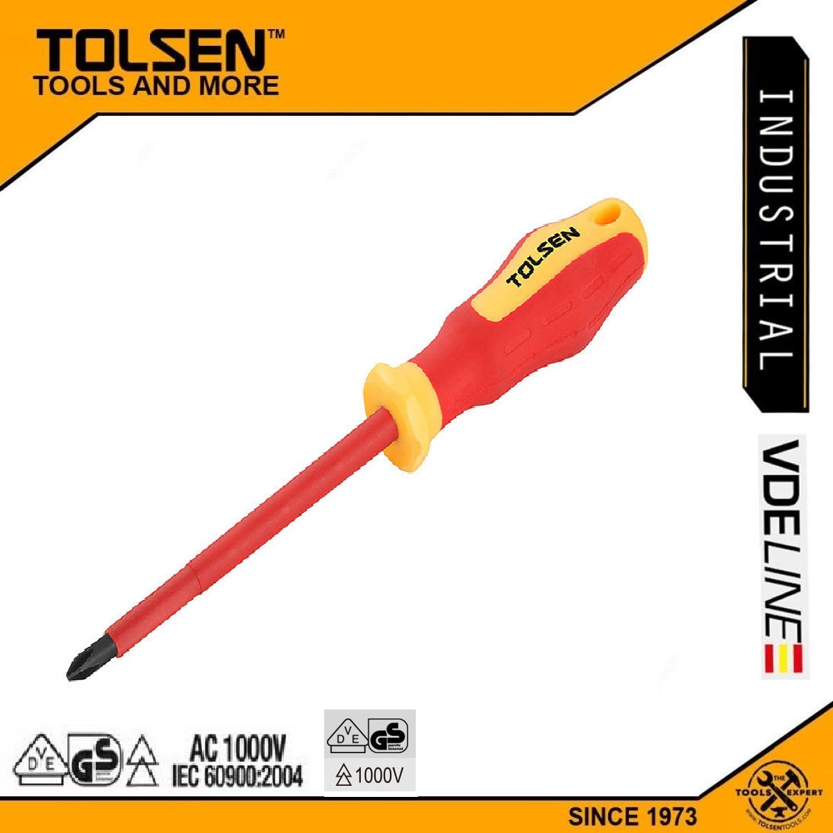 Tolsen VDE Insulated Star Screwdriver (PH2 x 100 mm) Model: 38007_img_2