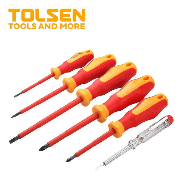 Tolsen 6Pcs VDE Power Insulated 1000V Flat Phillips Handle Screwdrivers Set Model: 38013_img_3