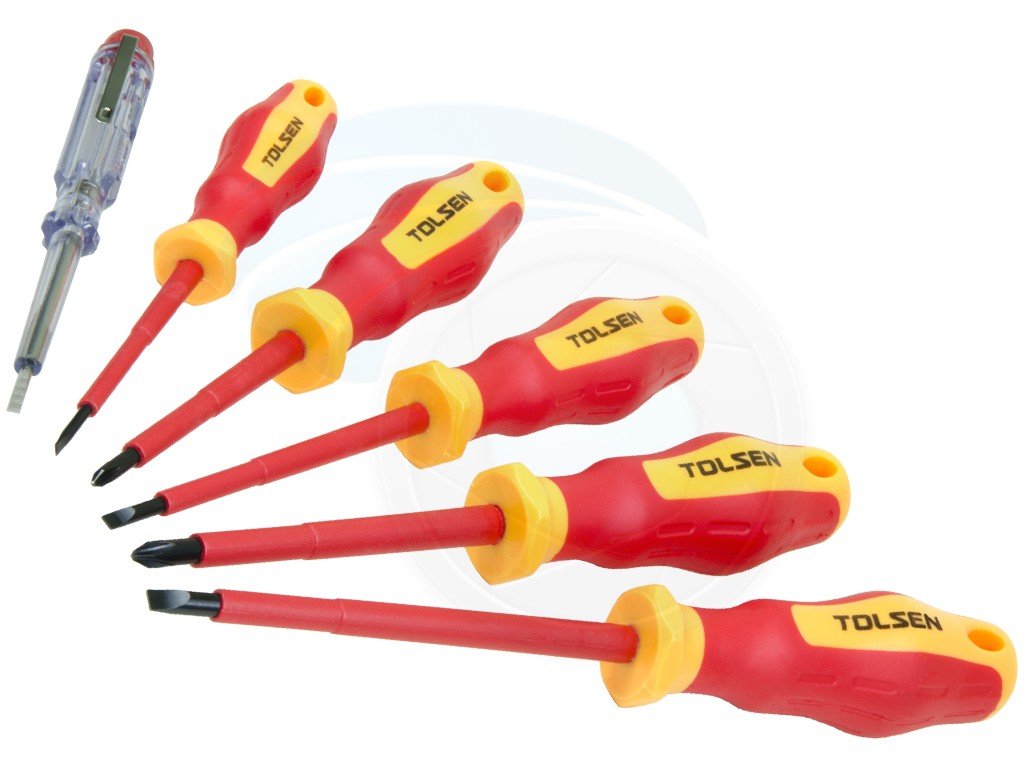 Tolsen 6Pcs VDE Power Insulated 1000V Flat Phillips Handle Screwdrivers Set Model: 38013_img_5