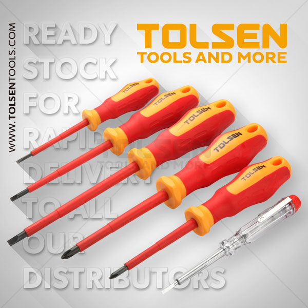 Tolsen 6Pcs VDE Power Insulated 1000V Flat Phillips Handle Screwdrivers Set Model: 38013_img_6