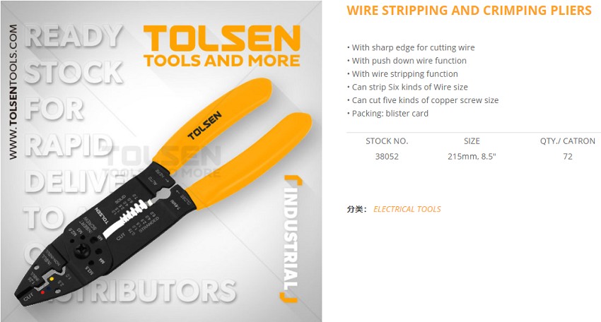 Tolsen 8.5" Wire Stripping And Crimping Pliers ( 215mm, 8.5 inch) Model: 38052_img_10